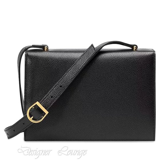 NEW GUCCI Zumi Interlocking G Horsebit Black Grain Leather Small Crossbody Bag - Picture 10 of 15